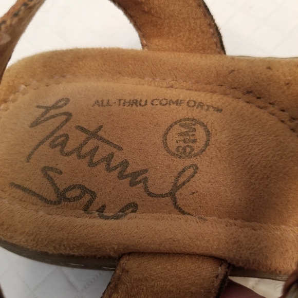 Natural Soul Leather Sandals Women Size 6.5M Barroll All Thru Comfort - Picture 5 of 6